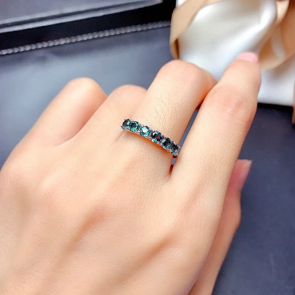 Schicke grün-blaue Topas-Kristall-Zirkon-Diamanten-Edelsteine-Ringe für Frauen, Weißgold, Silberfarbe, feiner Modeschmuck-Accessoire