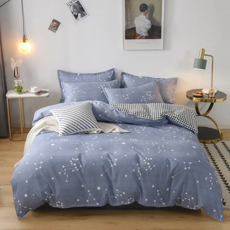 Vierdelig dekbedovertrek verdikte katoenen geschuurde eenvoudige beddengoed kleine verse bed quilt covers