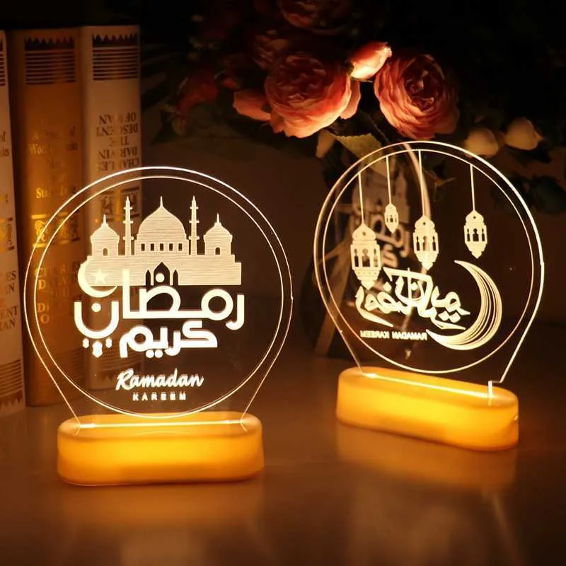 EID MUBARAKムーンスターLEDライトペンダントラマダンムバラックデコレーションラマダンイスラムムスリムイベントパーティー用品EID装飾210610