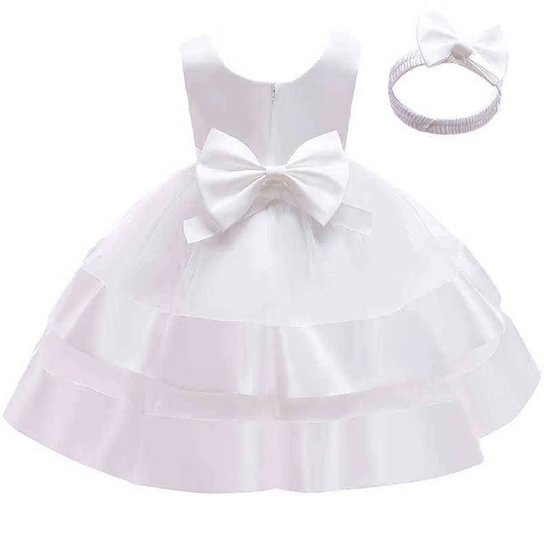 2021 осень белая церемония платье девушка бисером 1-го рождения платье для девочки платье элегантные платья принцессы вечеринка Christing G1129