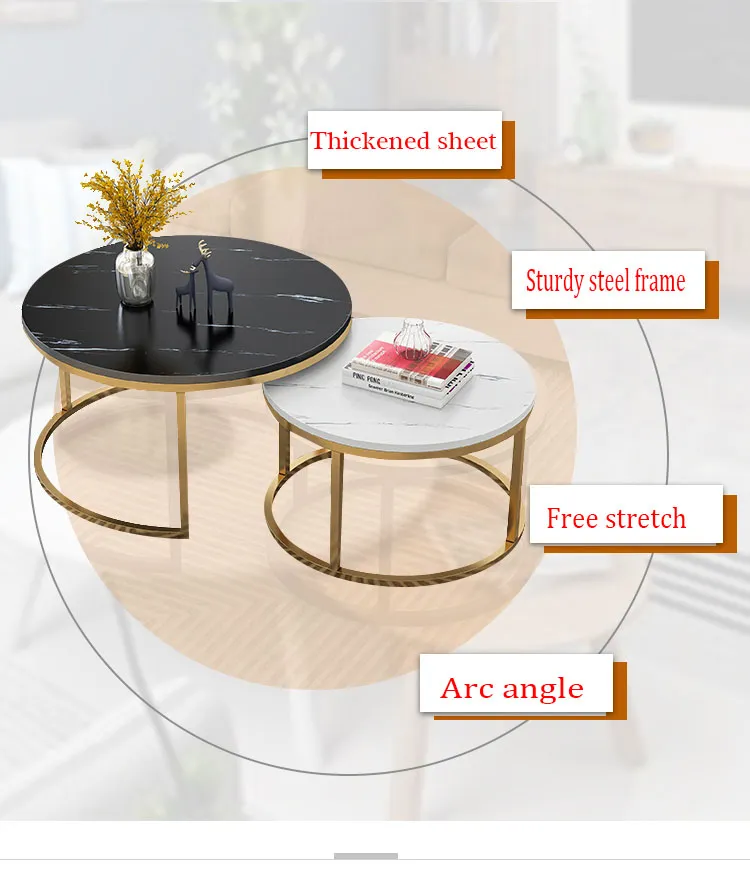 가벼운 고급스러운 확장 가능한 거실 가구 소파 테이블 작은 아파트 북유럽 원형 크리에이티브 세트 커피 테이블 combin3724588