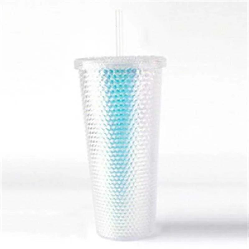 24 oz durian Personlig Starbucks iriserande bling Rainbow Unicorn Studded Cold Cup Tumbler kaffemugg med plast Strawv8suv8s255T