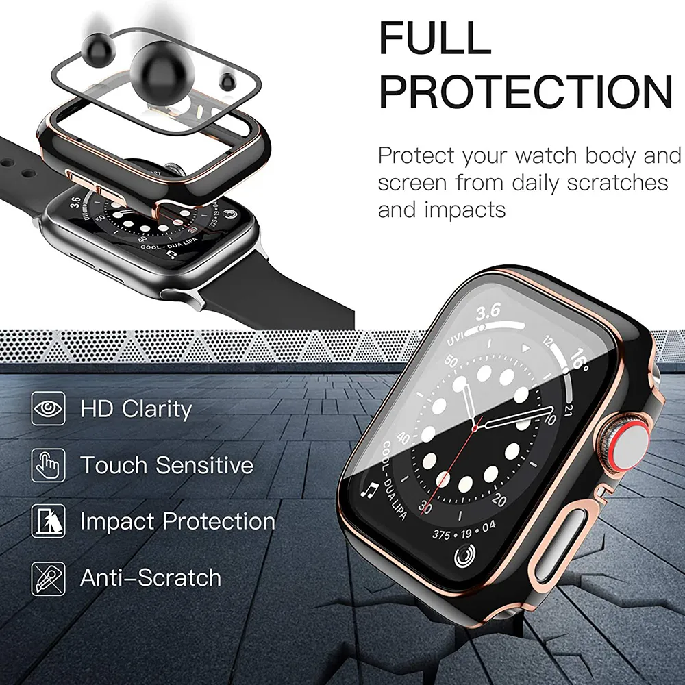 360 Full Screen Protector Bumper Rama Matowa obudowa dla Apple Watch Case 45 mm 41 mm 44 mm 42 mm Cover Temperted Film iwatch 87756538
