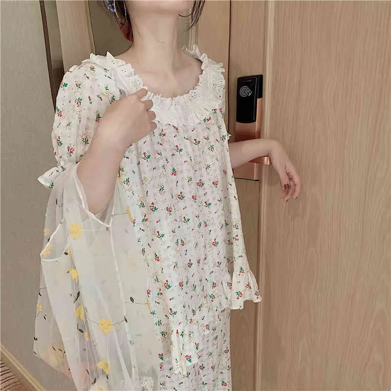 Homewear Cotton Summer Florals Donne Stampate Ragazze Comode Sleepwear All Match Set di pigiami dolci sciolti 210525
