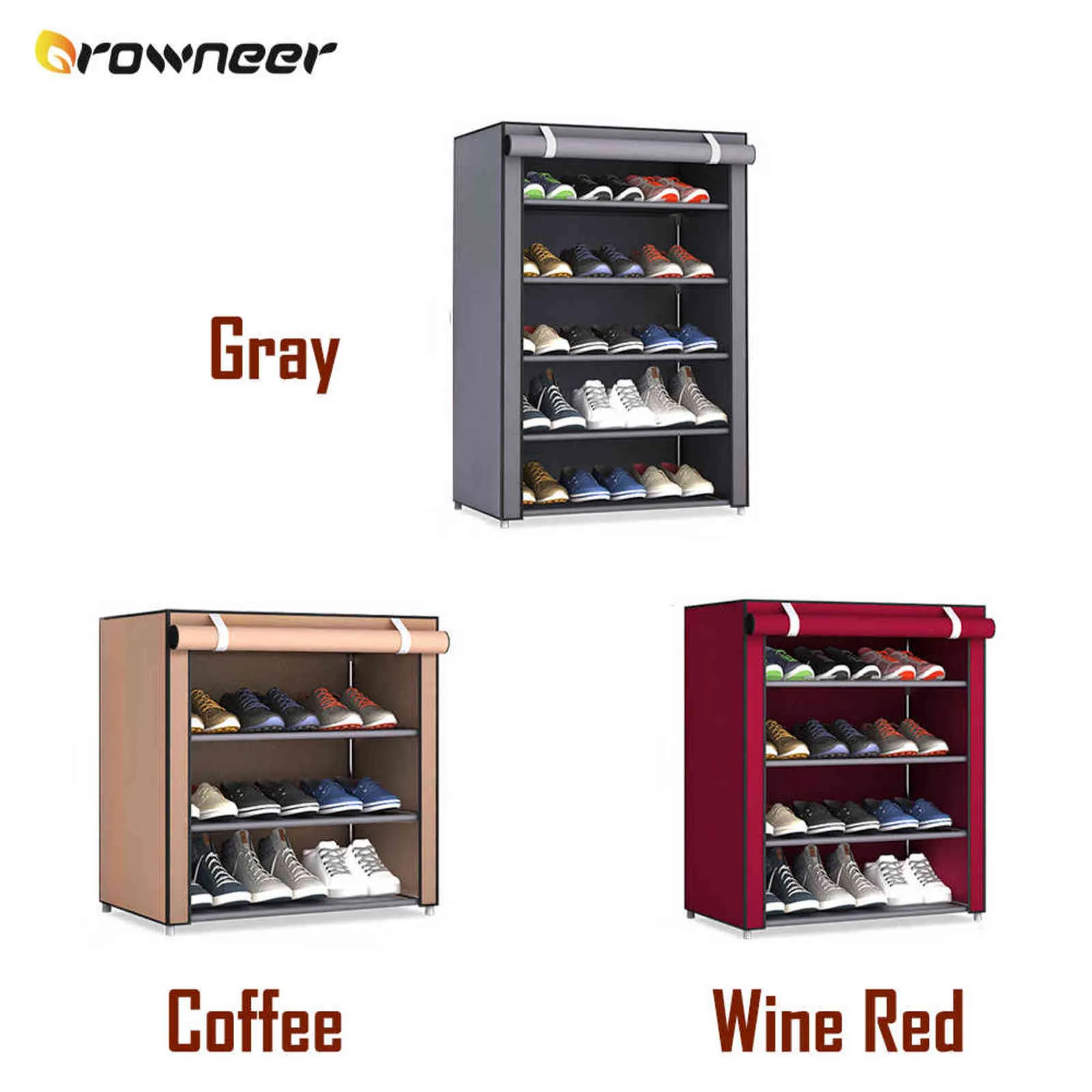 Non Woven Fabric Shoe Shelf Multiple Sizes Gray Wine Coffee Shoes Rack Alloy Enclosed Dust Proof Waterproof Home Storage Holder 211957