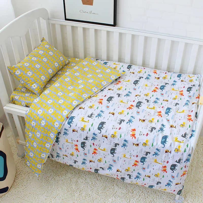 3-teiliges Baby-Bettwäsche-Set für Neugeborene, Sternmuster, Kinderbettwäsche für Jungen, reine Baumwolle, gewebt, Krippenbettwäsche, Bettbezug, Pillocase-Blatt 211025