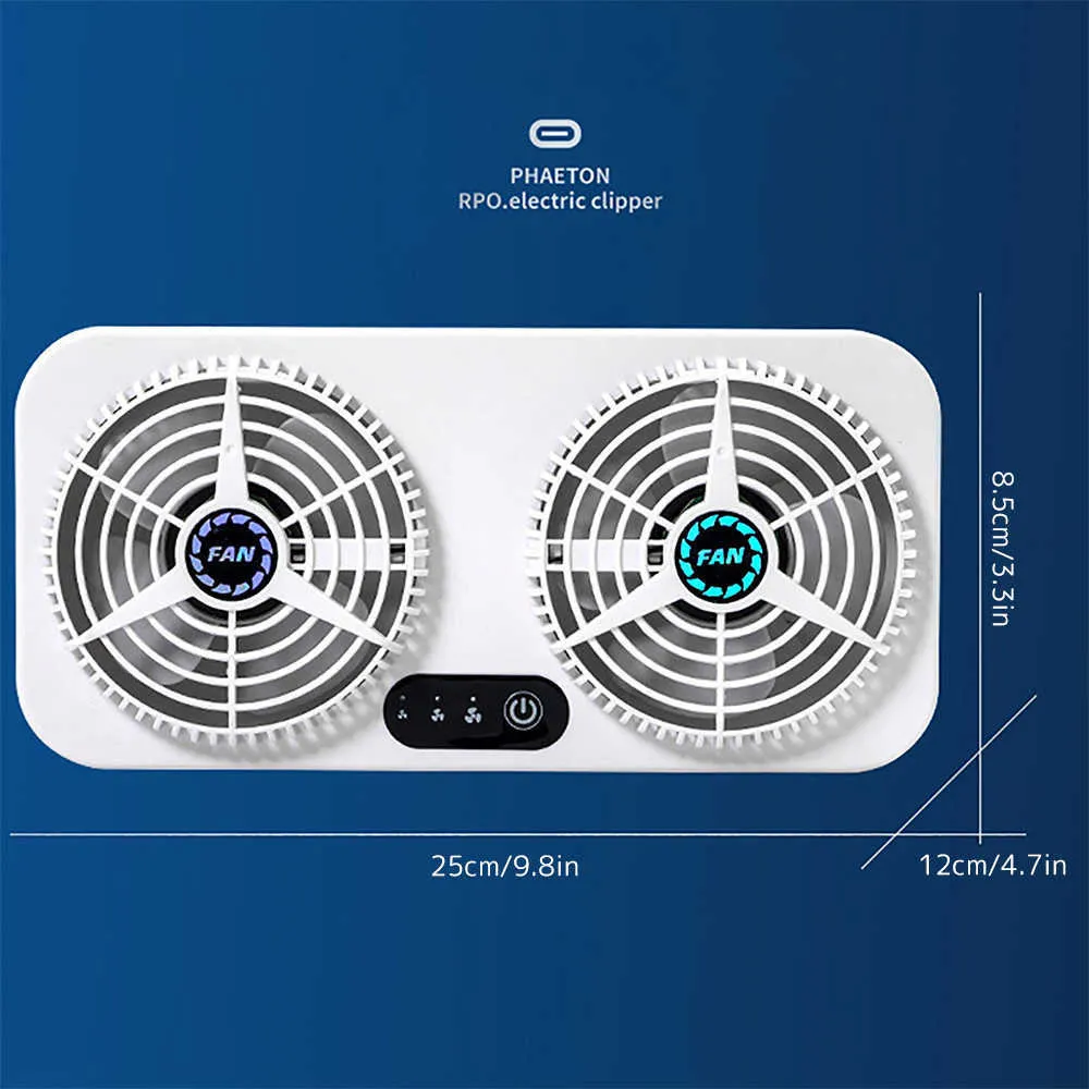 Autoventilator 2 ventilatoren Afzuigventilator Universele autoradiator USB Voertuigruit Voorruit Koelventilator Luchtreinigers Geur elimineren