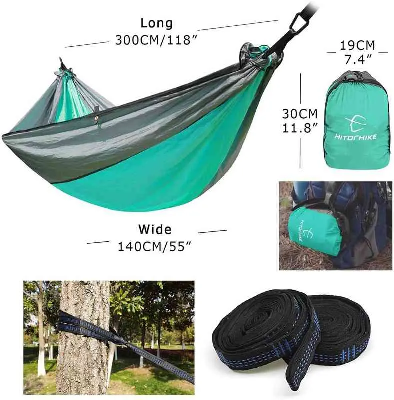 Hitorhike 1-2 Persona Outdoor Zanzariera Paracadute Amaca Campeggio Hanging Sleeping Bed Swing Portable Double Chair 220104