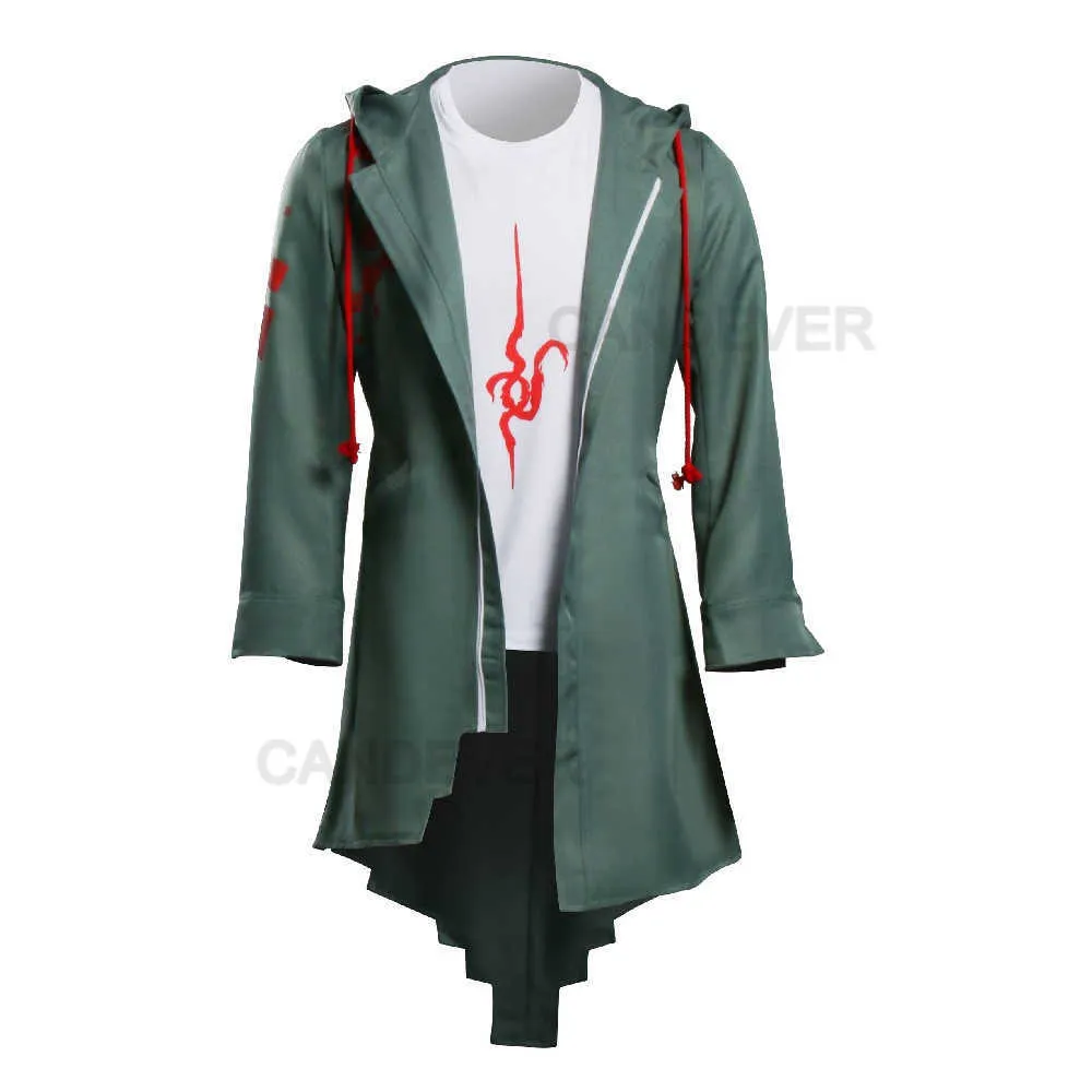 Dangan Ronpa 2 Danganronpa Cosplay Costume Nagito Komaeda Veste Manteau Pantalon À Capuche Anime Perruque chaussures t-shirt Halloween Femmes Hommes Y0903