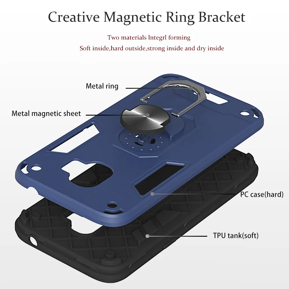 サムスンギャラクシーJ2 PRO J4 J6 J8 2018 A6 A8プラスアーマー耐震性ケース磁気リングスタンドハードPC保護バックカバー