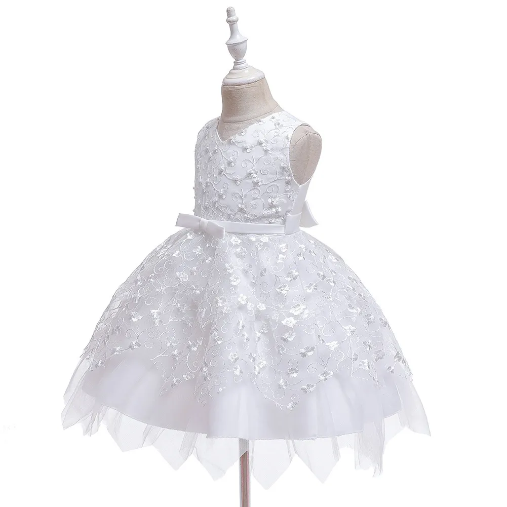 0-5y Born Born Neonato Baby Kid Girls Dress Abit Perels Flower Pizzo Tutu Party Wety Birthday Birthday Abiti natalizi 210515