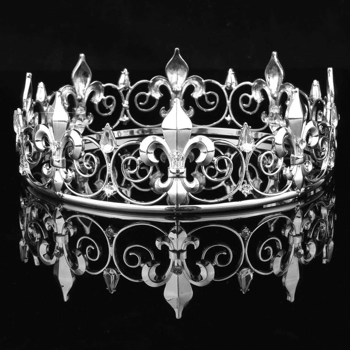 Wyprzedaż koło złote akcesoria balowe King Męska korona Okrągła Imperial Tiara 210707