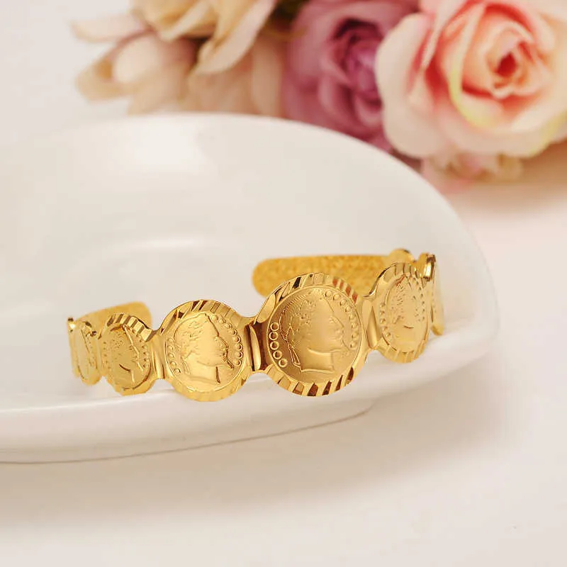 Bebê jóias de ouro moeda pulseira pulseira para menina menino dinheiro moeda crianças pulseira Árabe Oriente Oriente Jóias Africano Presentes Q0719
