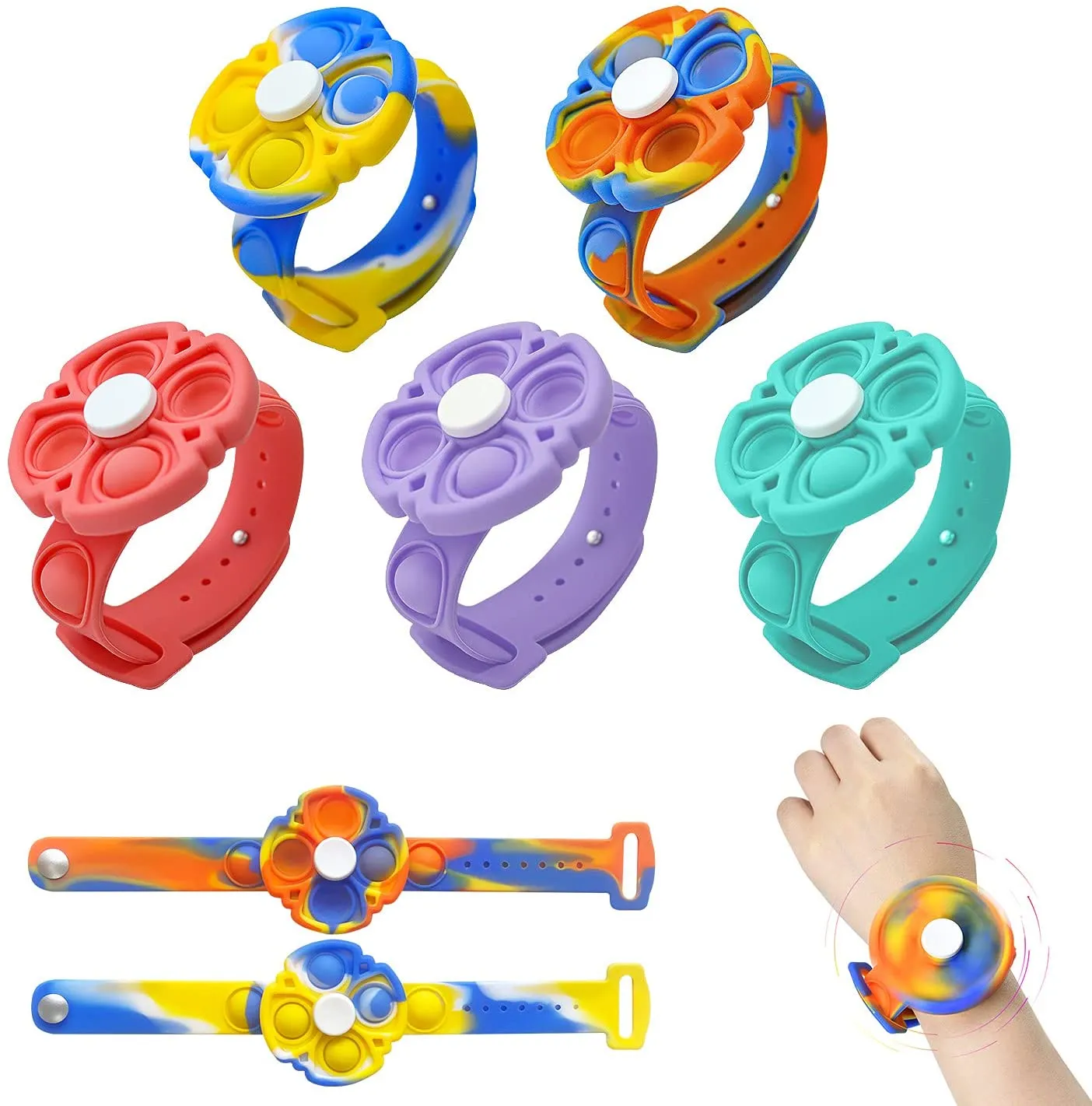 Bracelet Spinner, Push Bubble Sensory Toys Stress Relief Watch for Kids Adults ADHD Autism 2980482