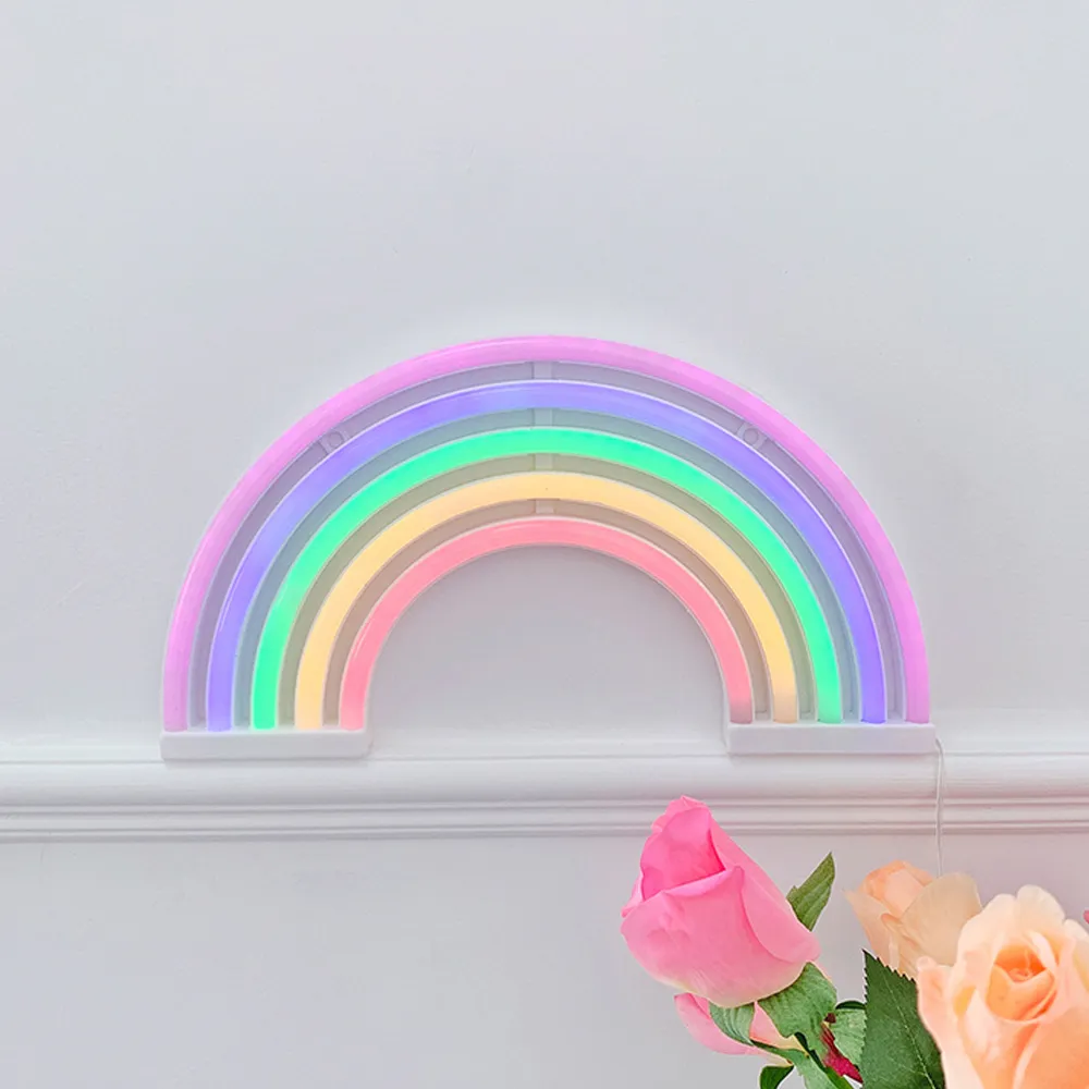 creative Rainbow Neon Sign LED Rainbows Lamp LEDs Neons Light Warm White Wall Art Signs Lights Bedroom Decoration Party Decor