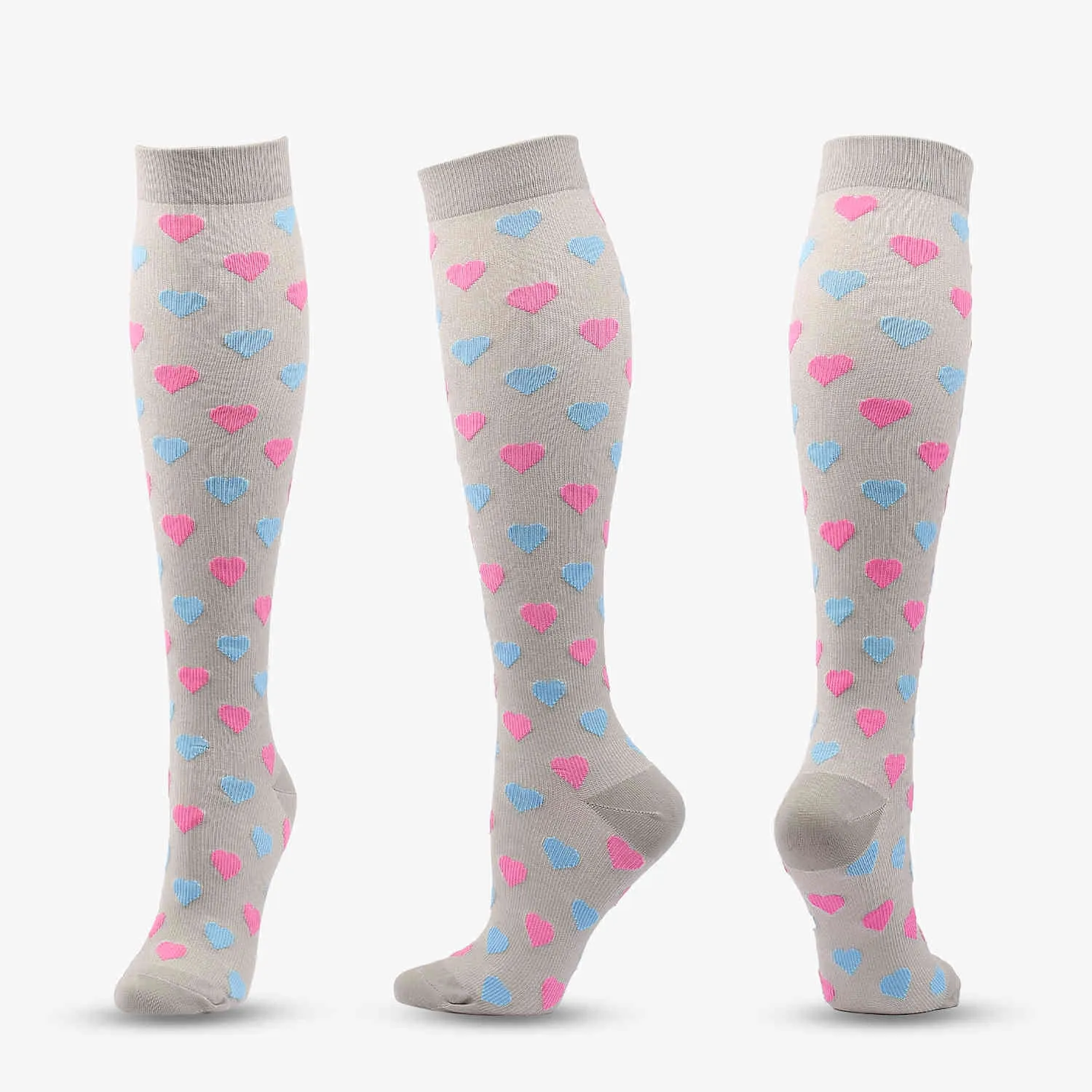 Medias de compresión Mujeres calcetines de presión compresa deportes gris claro de amor oscuro rayas patrón de pingüino nylon diversión SM2974173