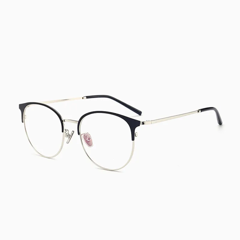 Quality Cat eye women Sunglasses Frames men EyeFrames Retro Big Circle Prescription Eyeglasses Female metal Optical Glasses Full Rimmed Round eyewear clear lens