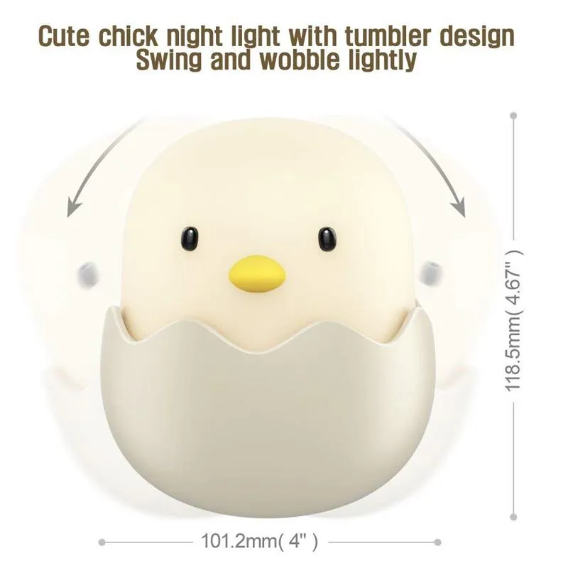 Gece Işıkları LED Işık Yumurta Şike Şekiş Yumuşak Karikatür Bebek Kreş Yatak Odası Çocuklar İçin Şarj Edilebilir Doğum Günü Hediyesi228K