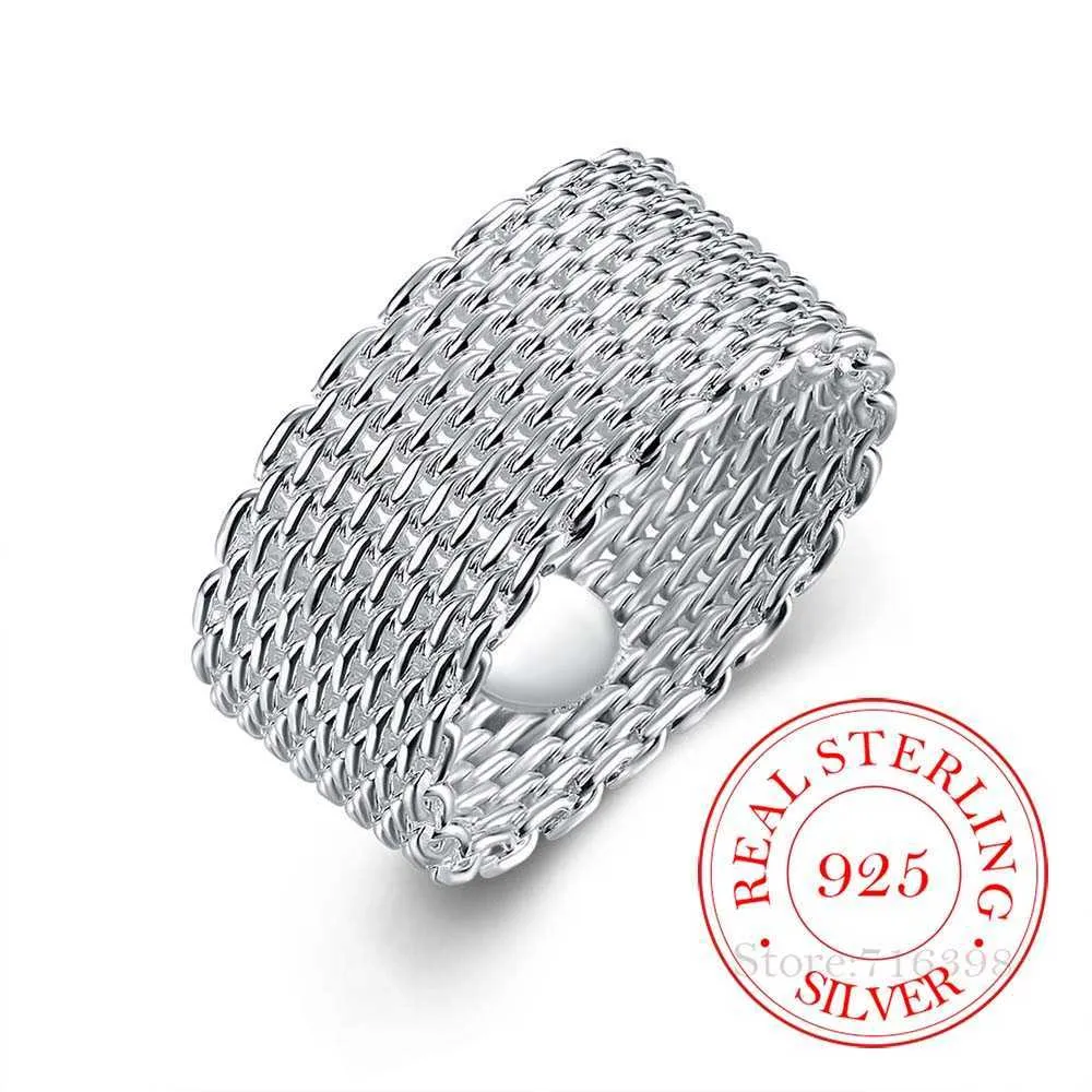 100 925 anéis de prata esterlina para mulheres anel de tecelagem de prata ampla personalidade moda da mulher de mulher presente de casamento Q191848488948