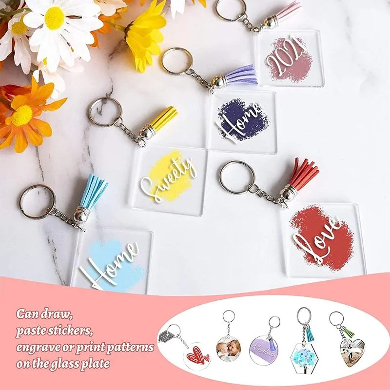 Keychains Acrylic Keychain Blanks With Tassels Kit Bulk Snap Hooks Mini Jump Rings For DIY Projects & Crafts250e