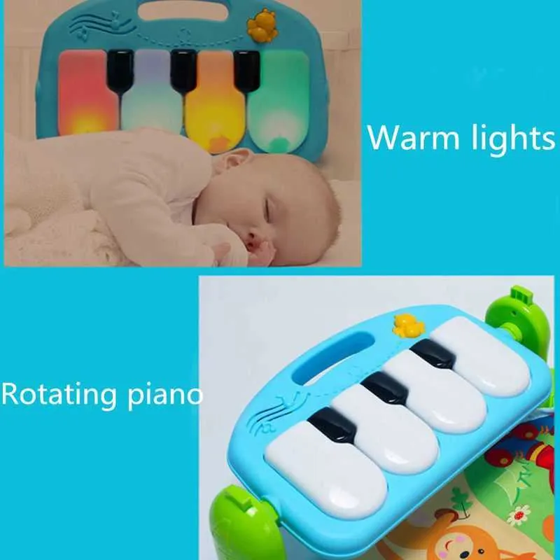 Baby mattan lekmatta musik pussel matta med piano tangentbord pedagogiska rack leksaker spädbarn fitness krypande mat gåva till barn gym 210724