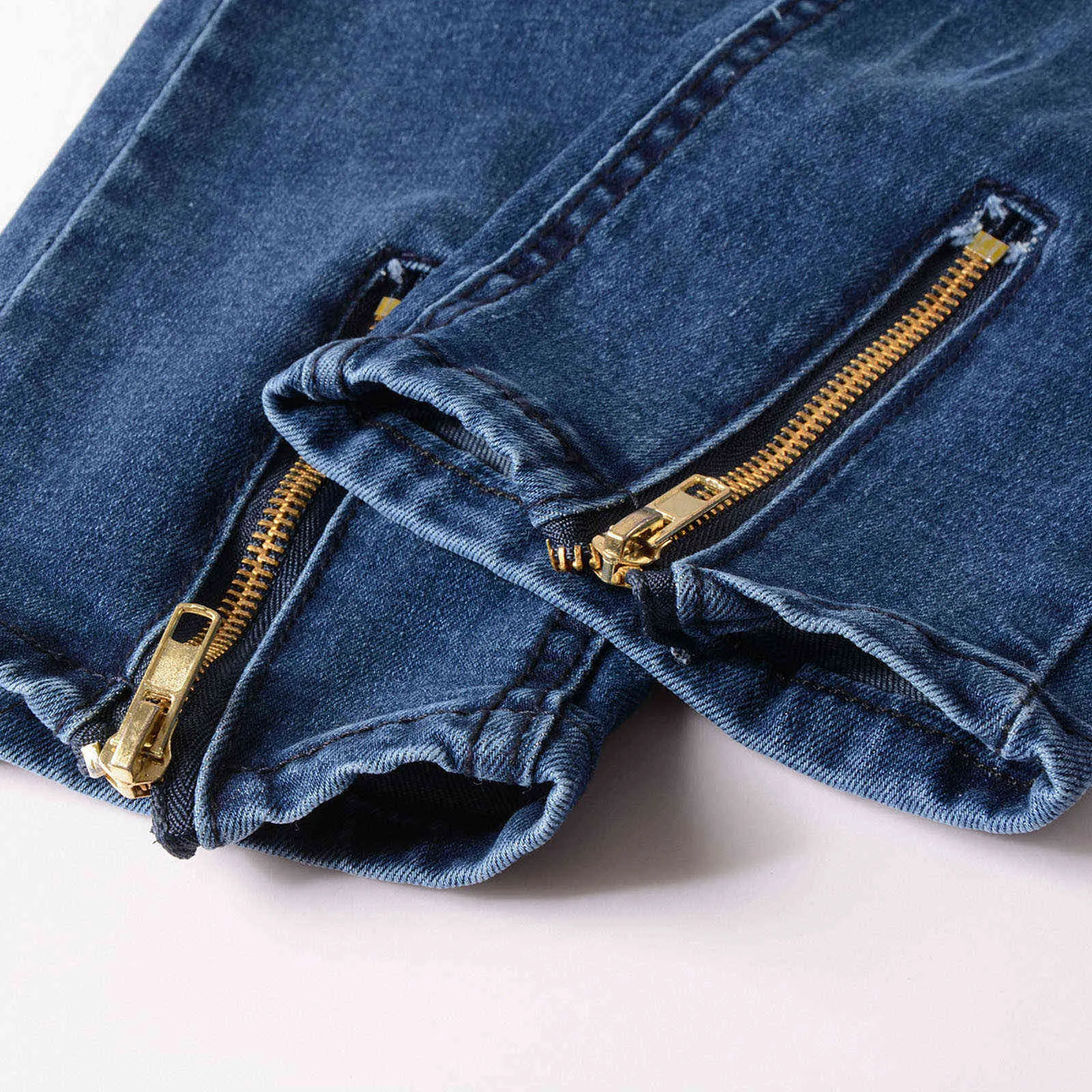 Мужские повседневные фитнес бодибилдинг карманная кожа полная длина спортивные джинсовые брюки высококачественные джинсы хип-хоп уличная одежда X0621