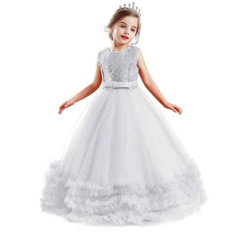 Abito da principessa matrimonio ragazza Fiore bambini Abito lungo da damigella d'onore Anno nuovo Abito rosso Design senza schienale Abbigliamento da sera G1215