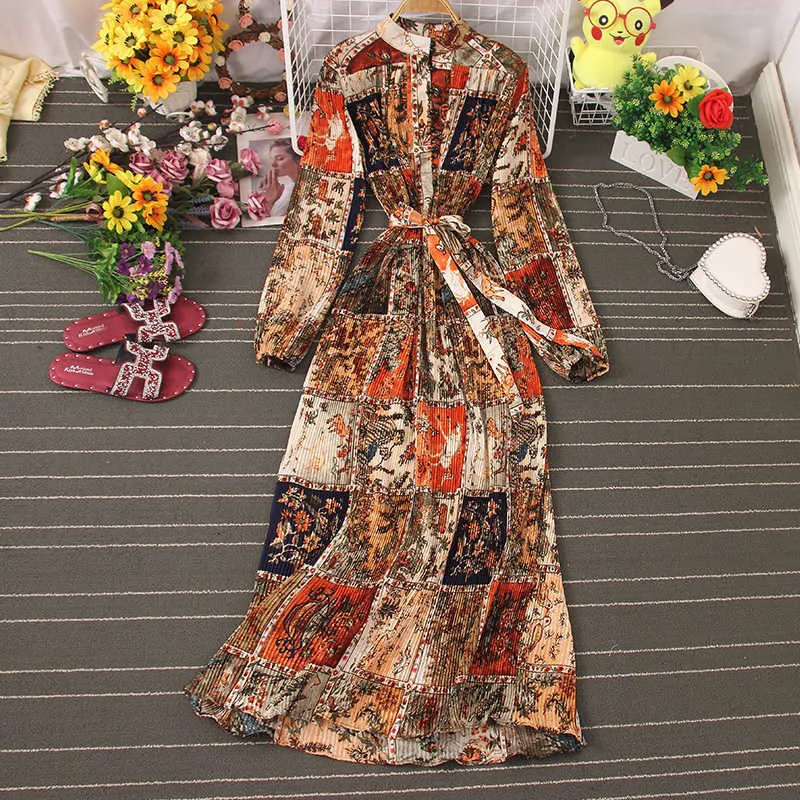 Plus Size Women's High-end Western Style Early Autumn Long Dress To Ankle All-match Beautiful Lady Dress UK019 210715