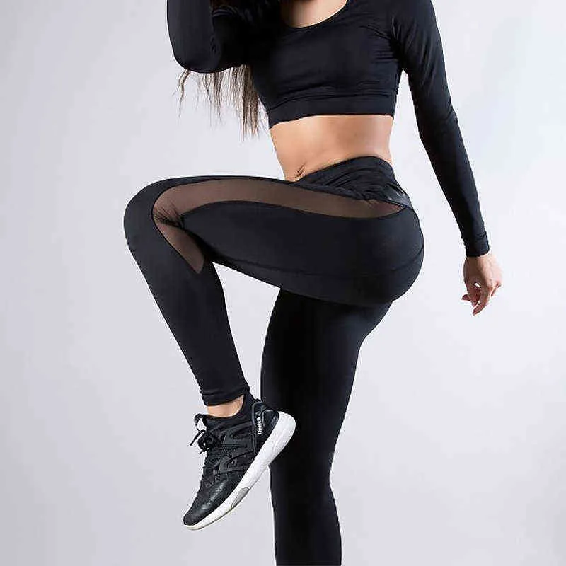NORMOV Femmes Entraînement Push Up Fitness Leggins Leggings en cuir sexy Sports Taille haute pour vêtements 211204