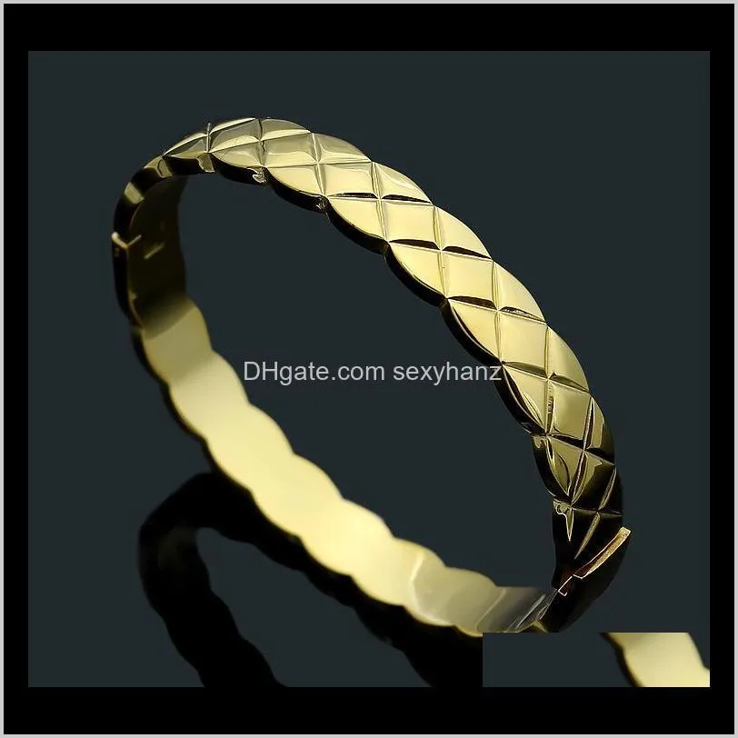 new brand stainless steel hard bracelet 18k gold rose silver ribbed bracelet for fashion men and women cocktail party and couple gift