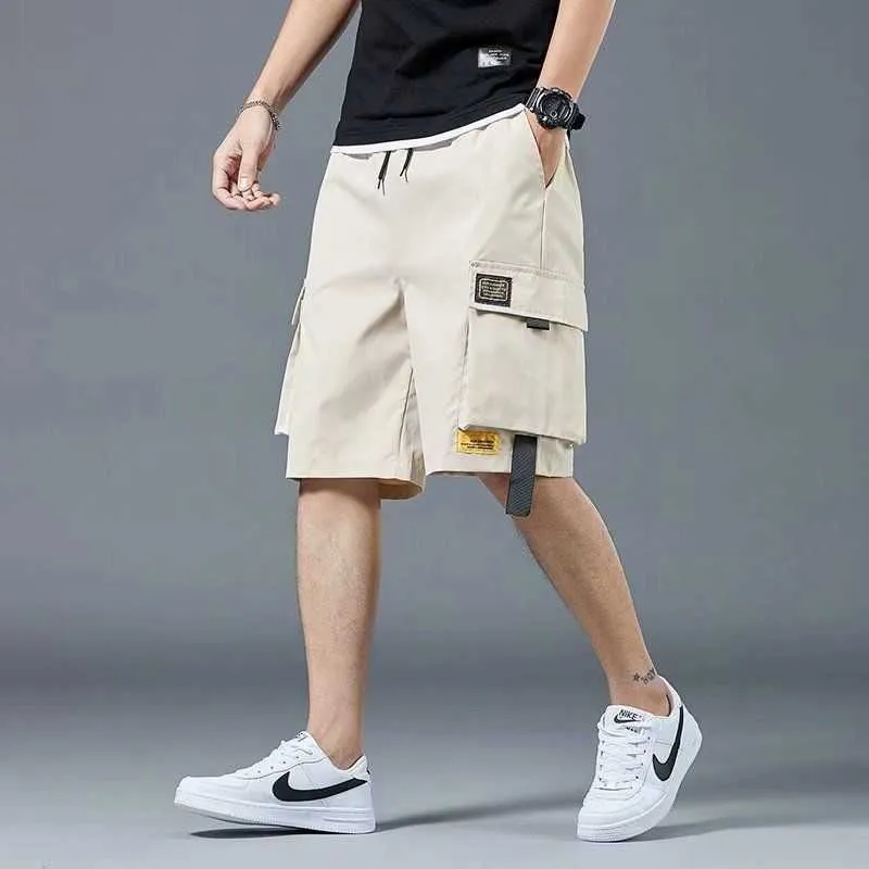 Summer Casual Shorts Men Pockets Black Cargo Pants for Male Fashion Daily Sport Streetwear Techwear Army Beach 210714