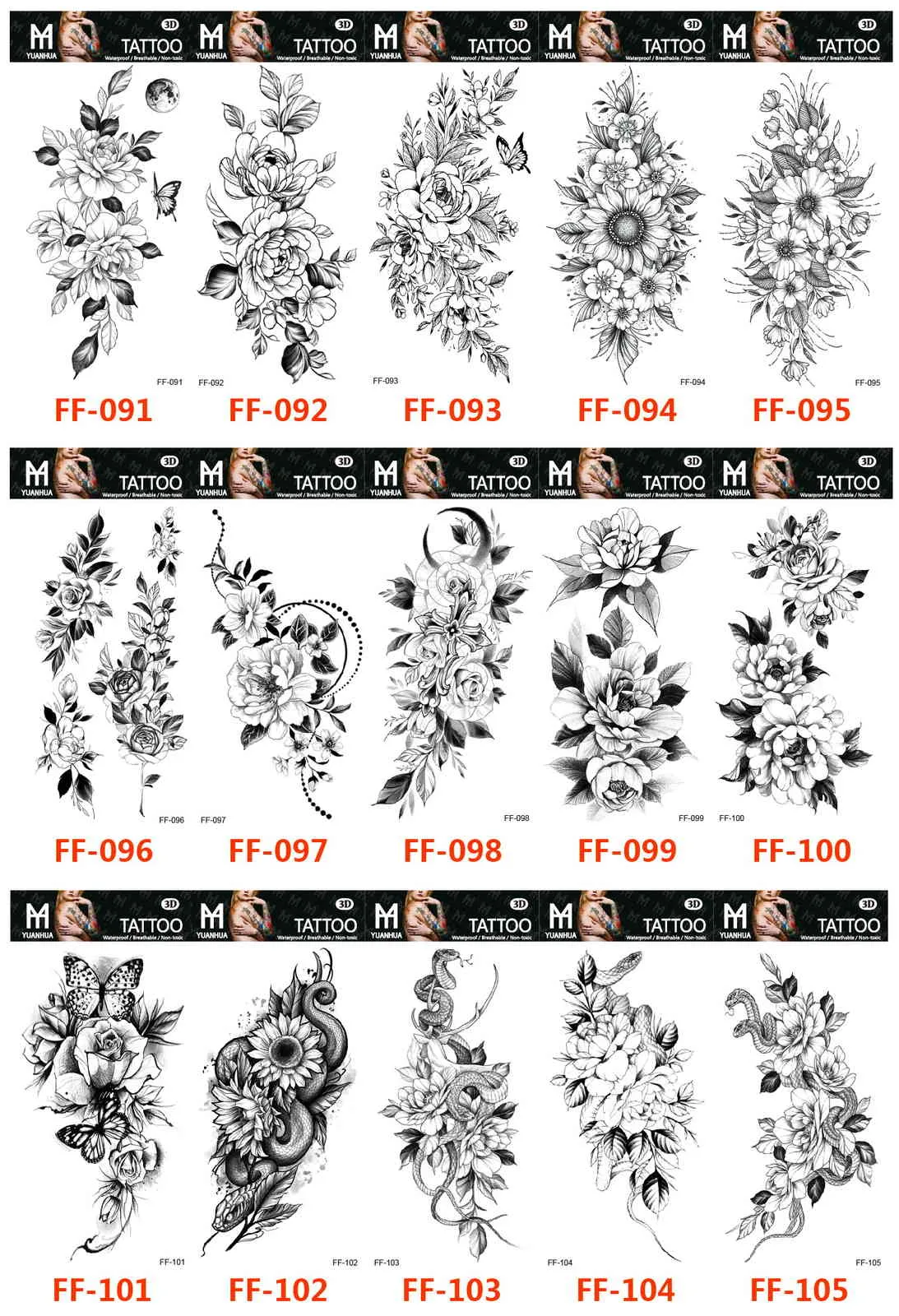 Waterproof Tattoo Full Arm Sticker Large Pattern Sleeve Band Black Henna Lace Fake Sexy Tattoos For Women Temporary Tatoo Stickers