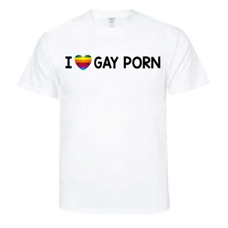 Sommarman jag älskar gay porno t-tröjor män o-neck mode tryckta hip-hop tee camisetas kläder casual top 210629
