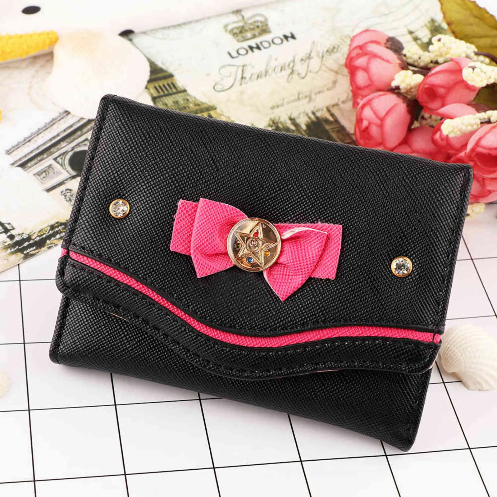 Women Short Wallet Candy Color Bow Knot Clutch Purse Fashion Girl Sailor Moon Handbag Card Coin Bag 2020 New Popular1399646
