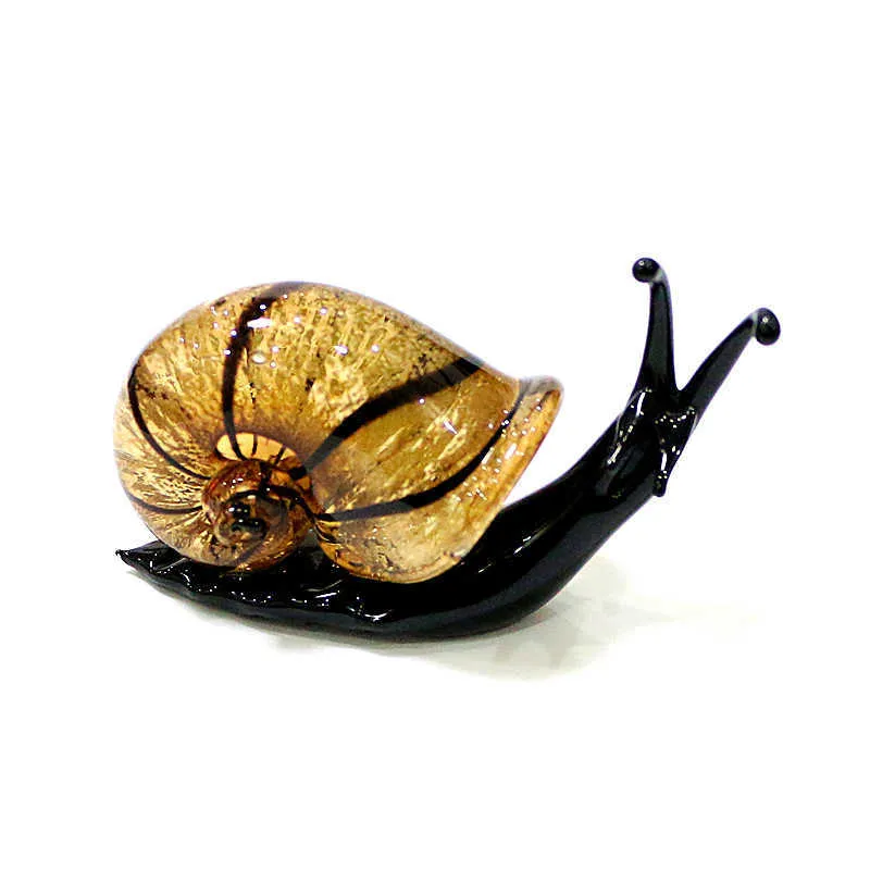 Lamina d'argento In vetro di Murano Lumaca Figurine in miniatura Ornamenti Collezione di animali carini Decorazioni la casa Statuetta Anno regalo bambini 210924