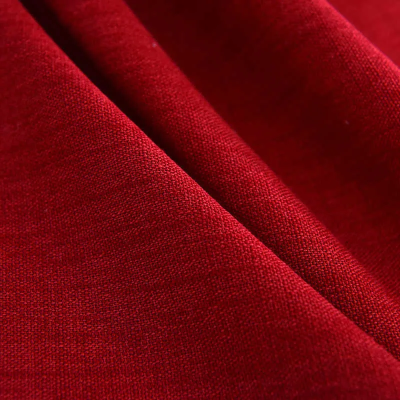 {byetee} Faux Cotton Linen Curtain Modern Rustic Red Quality Stitching Living Room Curtains Fabrics Kitchen Door Curtains Drapes 210712