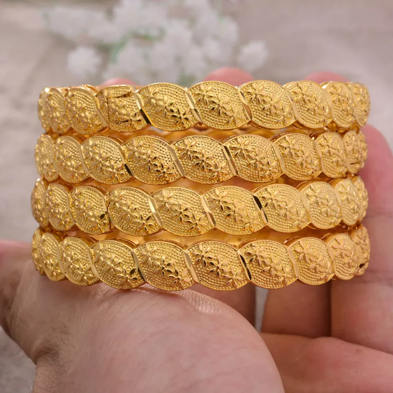 4 pezzi lotto 24K Dubai braccialetti braccialetti color oro africano le donne ragazze bracciali gioielli etiope sposa matrimonio regalo jewerly37300095877668