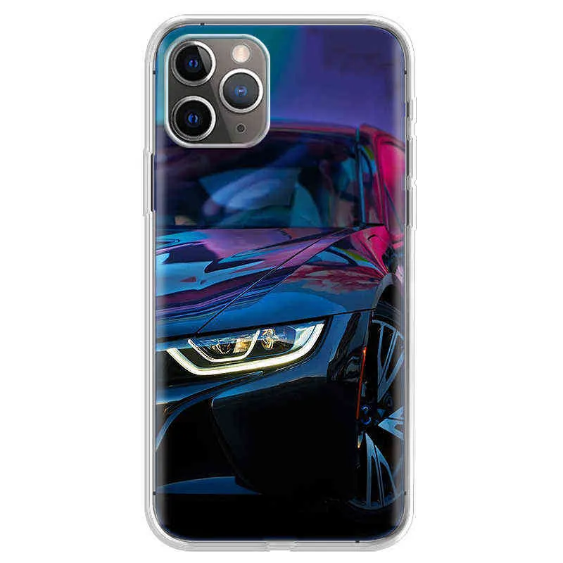 Bleu Rouge Voiture De Sport B-BMW Tendance Cas Pour Iphone 11 13 Pro Max 12 Mini i8 7 Plus i6 i5S Couverture X XR XSMAX Téléphone SE 2020 Coque Souple H1120