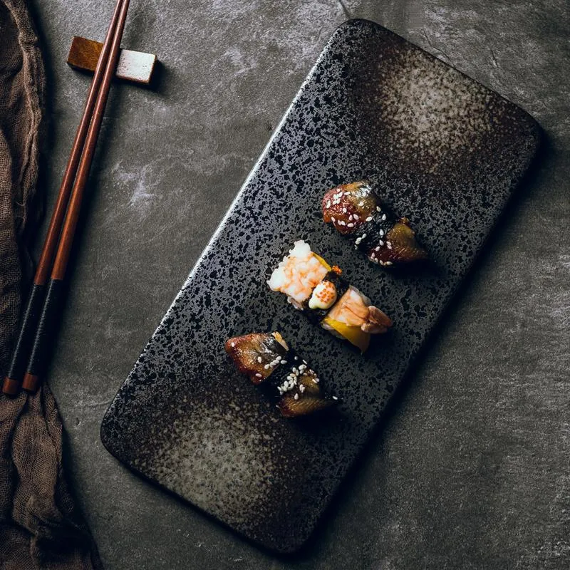 Assiettes de plats 10 pouces Assiette de sushi japonaise Restaurant plat plat créatif en céramique de haute teneur en céramique 198a