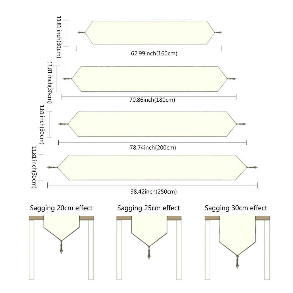 Noir blanc rayé chemin de Table thé TV meuble tissu décor à la maison couverture tissu avec gland fête lit 210709