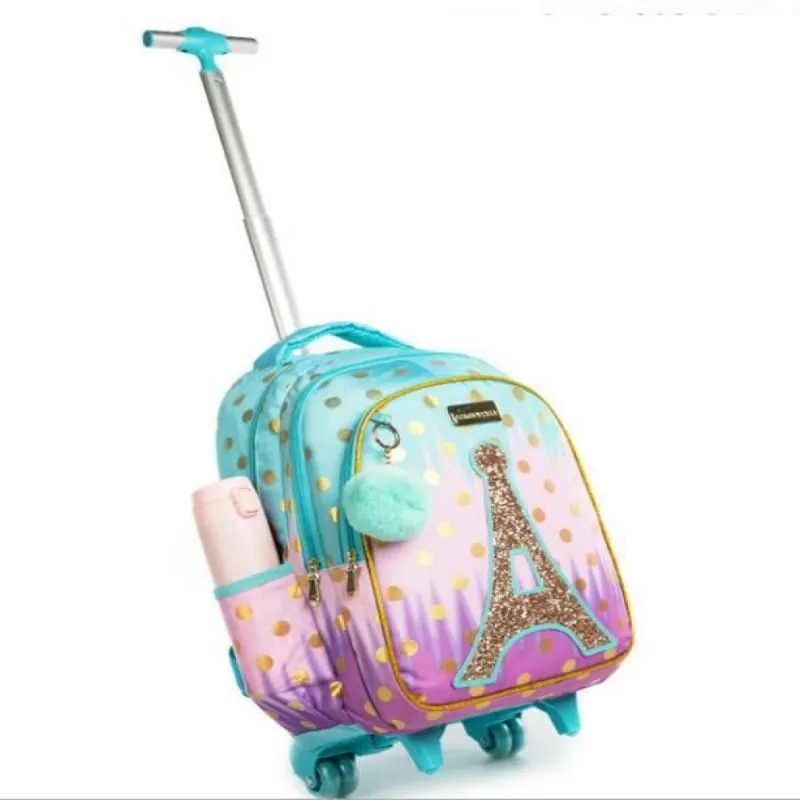 Sacs d'école enfants sac à dos roulant sac à roulettes pour filles SchooTrolley roues enfants voyage bagages Trolley270r