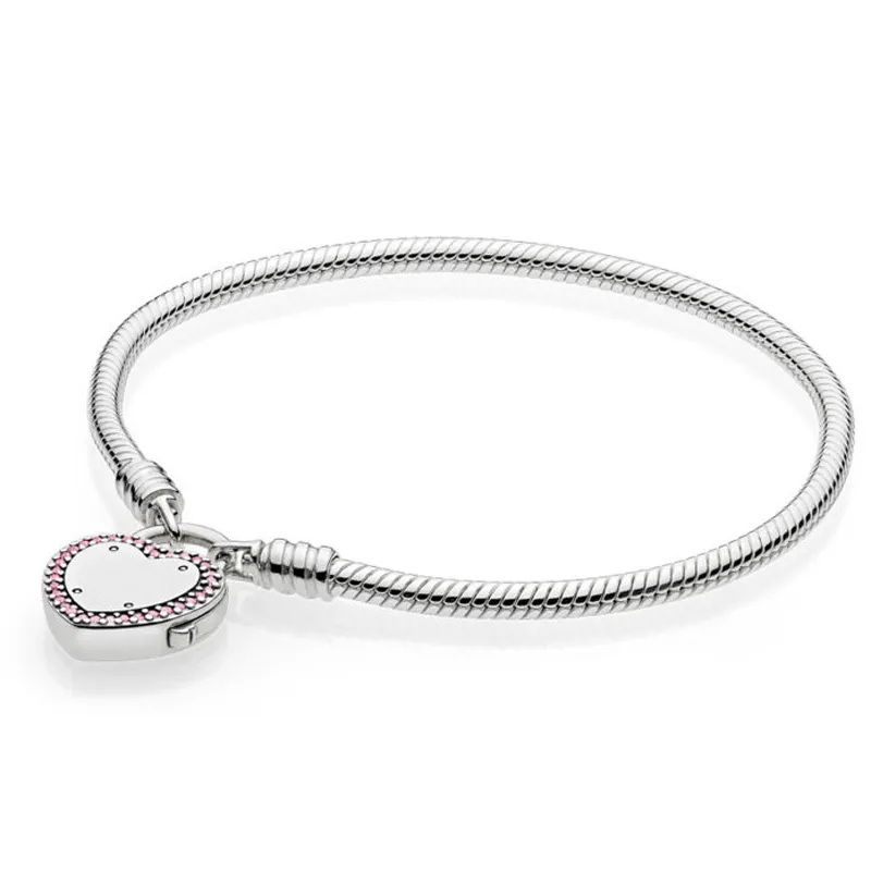 Моменты заблокируют ваше обещание Regal Heart Signature Bracelet Bracelet Faste 925 Серебряный серебряный серебряный серебряный браслет