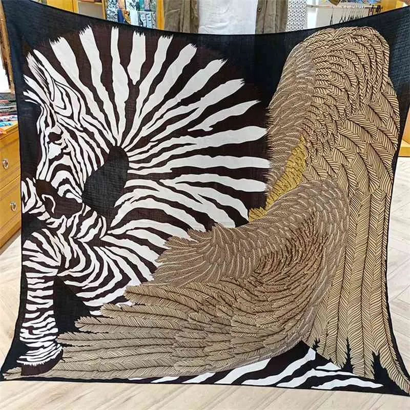 Zebra Pegasus Klasa biegunowa wszechstronna czarna biała 130 jedwabna wełna obfita jesień i zimowy szal szalik 340n