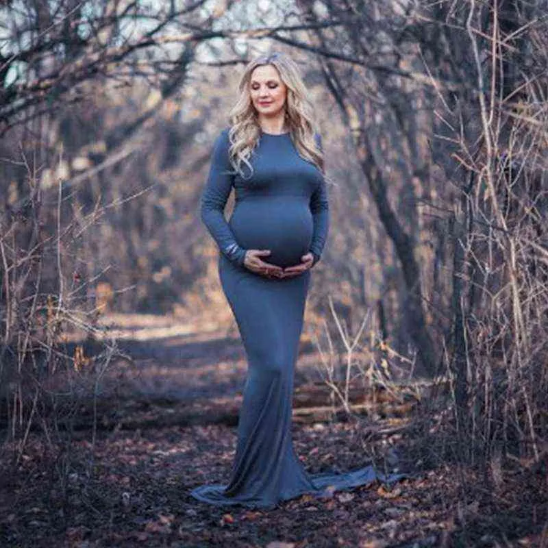 Kobiety fotografii macierzyńskie Długość podłogi mleko jedwabna sukienka na matkę sukienkę ciążową suknię w ciąży nowa