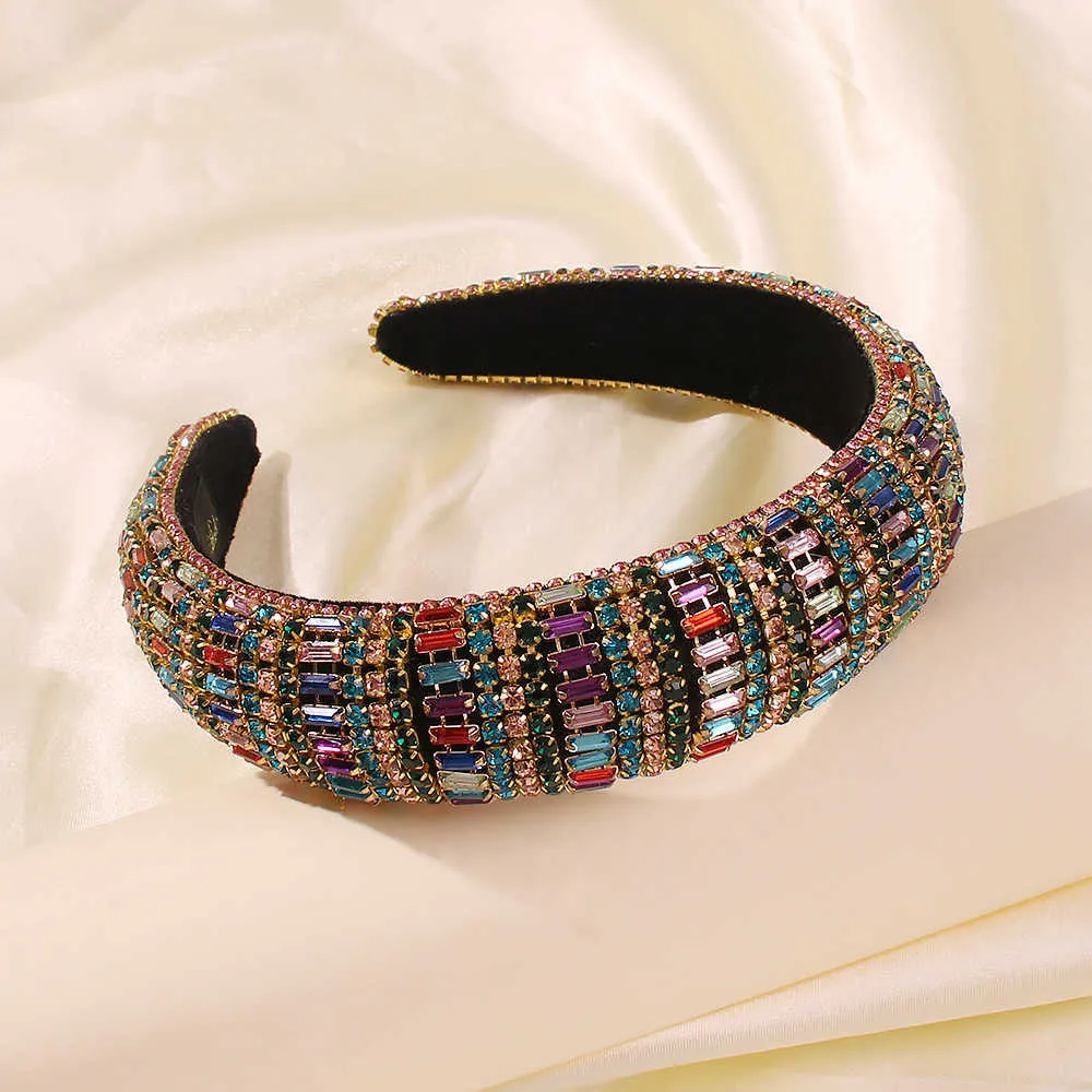 Lüks Rhinestone Saç Aksesuarları Kadınlar Için Kristal Geniş Bantlar Amerikan Tarzı Saç Hoop Hairband Parti Düğün Headdress X0722