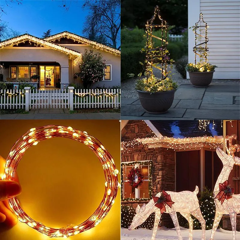 Solar -LED -Schnur Lichter DIY Dekorative Fairy Light Outdoor Innenstreifenlampe für Weihnachtshochzeitsfeier Gartenbeleuchtung Grow239v