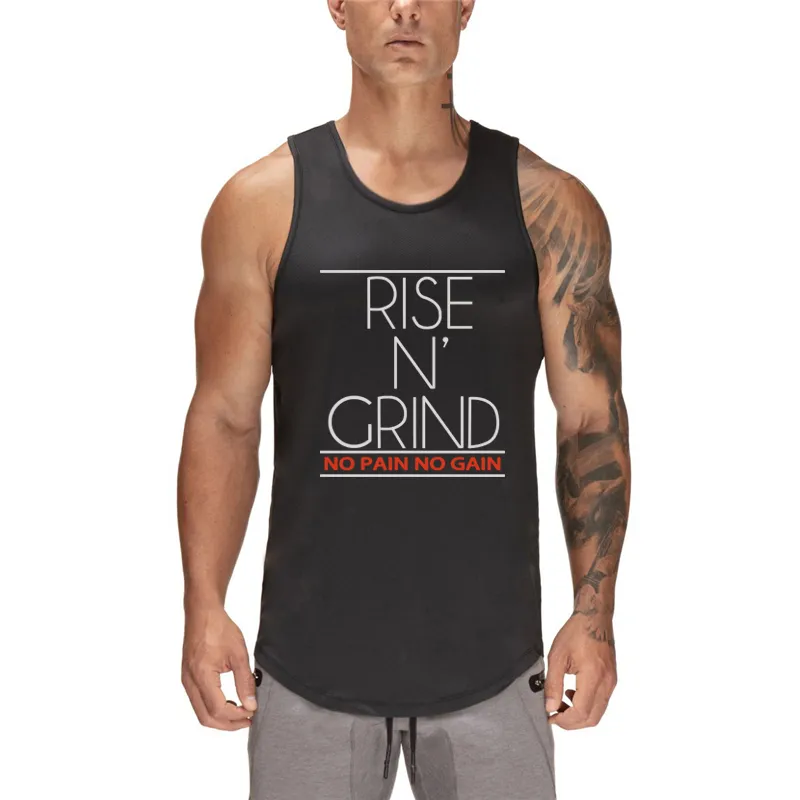 Men Bodybuilding Tank Tops Gym Workout Fitness Quick Dry Sleeveless Shirt Running Clothing Stringer Singlet Male Summer Vest 210421