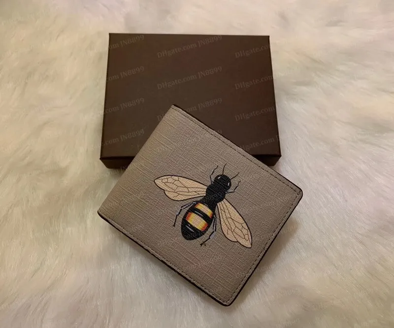 Fashion Men Animal Short Wallet Leather Black Snake Tiger Bee Wallets Women Purse Wallet Card Holders Purses With Original Box JN8231f