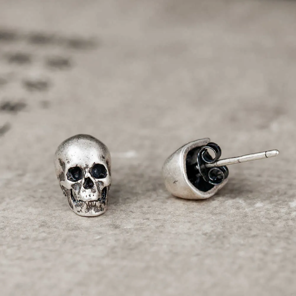 925 Sterling Silver Skull Stud Earring Gothic Party Wedding Jewelry for Girls Punk 2106188288539