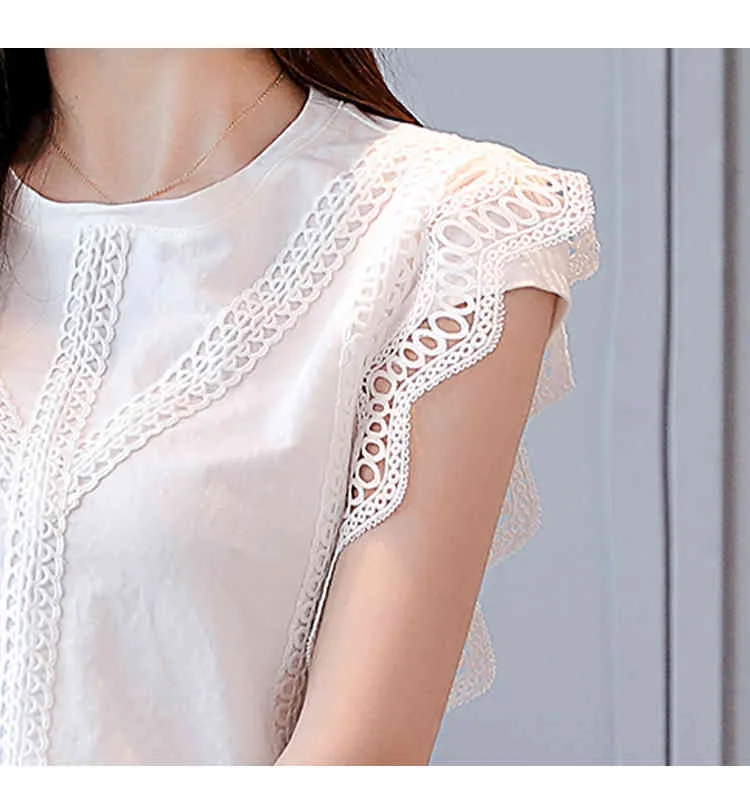 Blusas mujer de moda kvinnor blouses ärmlös vit chiffong camisas kvinna toppar och 4201 50 210508